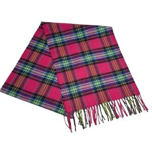 Italy Design Pink Plaid Cashmere Blend Scarf